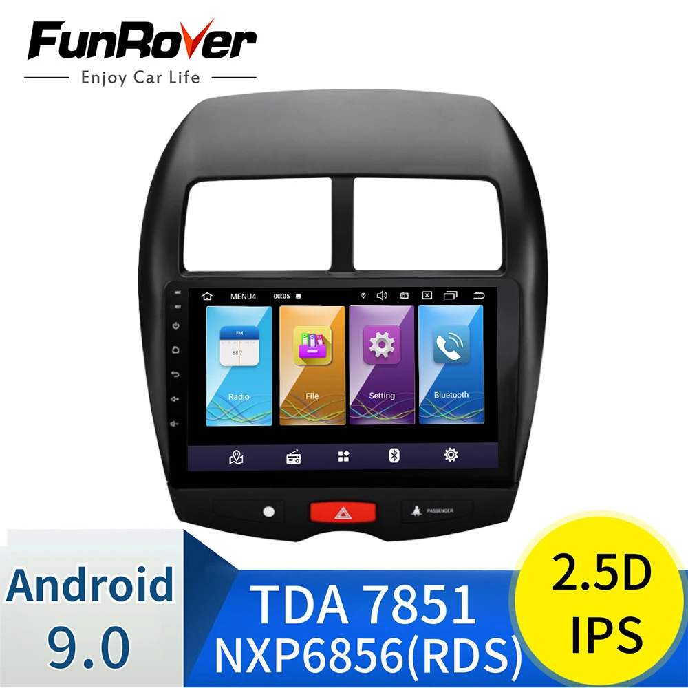 Funrover IPS + 2.5D Android 9.0 gps dvd de coche reproductor multimedia para Mitsubishi ASX 10-18 d