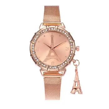 

Fashion Eiffel Tower Pendant Wristwatch luxury Rhinestone Alloy Strap Quartz Casual Bracelet Watch women watches reloj mujer