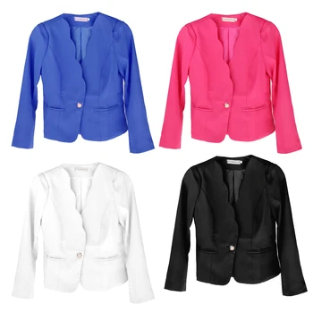 

Fashion Womens Work Jacket Formal Business OL Slim Fit Solid Uniforms