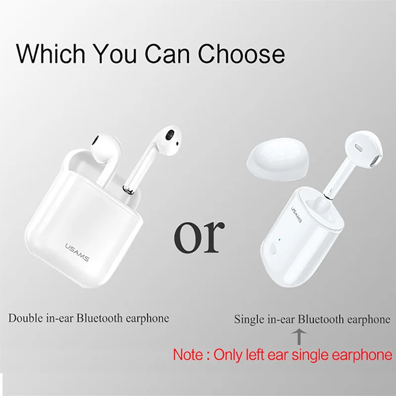 USAMS Bluetooth наушники для iPhone Xiaomi TWS мини беспроводные гарнитура с зарядной