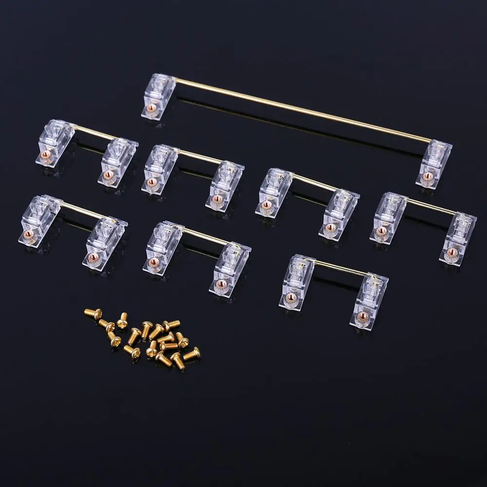 

PCB Mounted Screw-in Cherry Clear Gold Plated PCB Stabilizers Satellite Axis 6.25u 2u For Mechanical Keyboard Modifier Keys