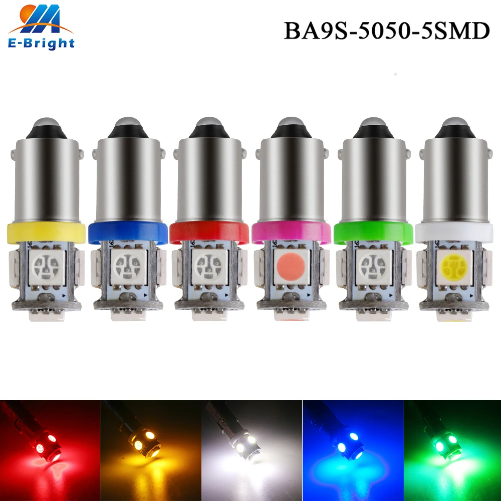 100 шт. BA9S W6W 5050 5 SMD 60lm потолочные светильник башня автомобиль Габаритные фары светодиодный лампы Автоматическая лампа для чтения 12V Клин маркер светильник