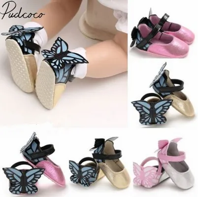 

2019 Brand New Newborn Infant Kid Baby Girl Butterfly Shoes Cute Princess Shoes With Wings Fashion First Walkers 0-18M