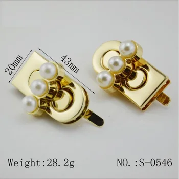 

(10 pcs/lot) luggage handbag hardware accessories high-grade pearl rotating twist lock