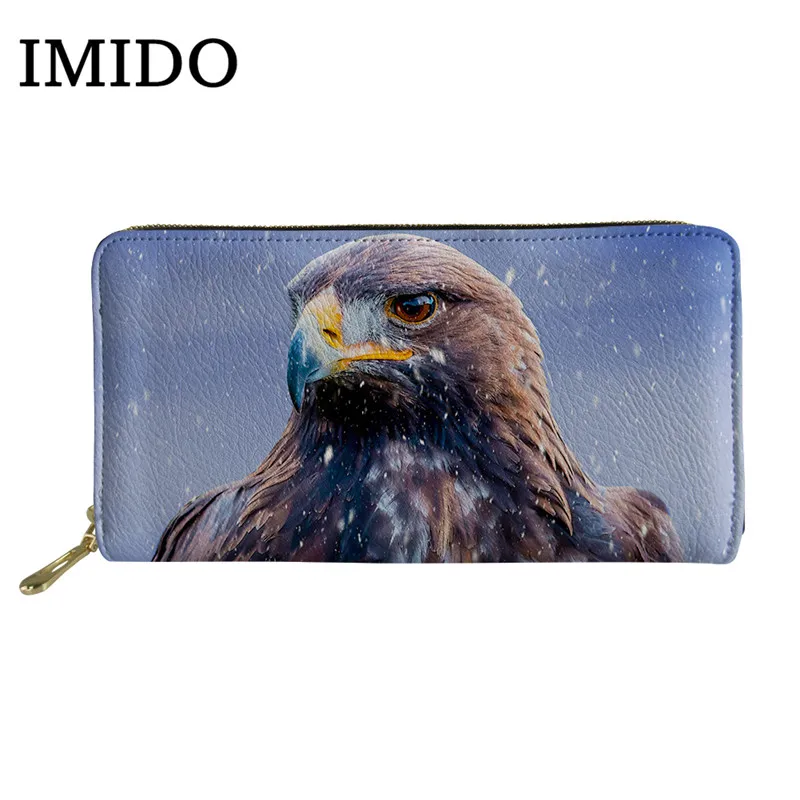 

IMIDO 3D Tyrannosaurus Eagle Wolf Wolf Chimpanzee Owl Elephant Husky Cat Patterning Cash wallet Fashion Long leather wallet 2019