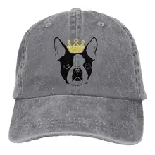 Джинсовая Шляпа Бостонский терьер с короной Бейсболка Спортивная Кепка взрослый Дальнобойщик головной убор сетчатая Кепка