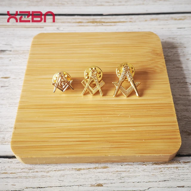 Szabadkőműves Hajtókészülékek Jelvény Iránytű És Négyzet Alakú Üreges Cink Ötvözet Arany Borító Bross Finom
