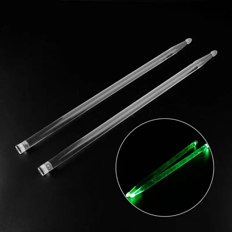 Green OOTDTY 5A акриловая светящаяся барабанная палочка темная сценическая Серебристая джазовая барабанная палка - Цвет: Green