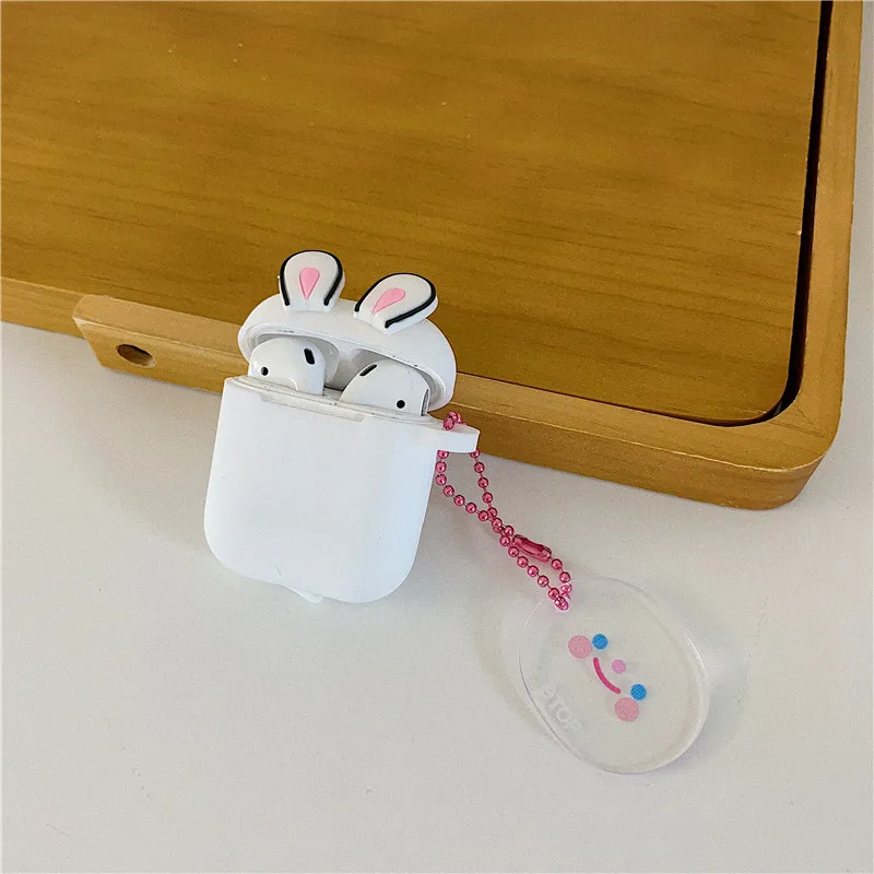 Airpods 2 смартфон для Apple Беспроводная bluetooth-гарнитура КИТ кролик ухо универсальный чехол для наушников с кольцом для ключей