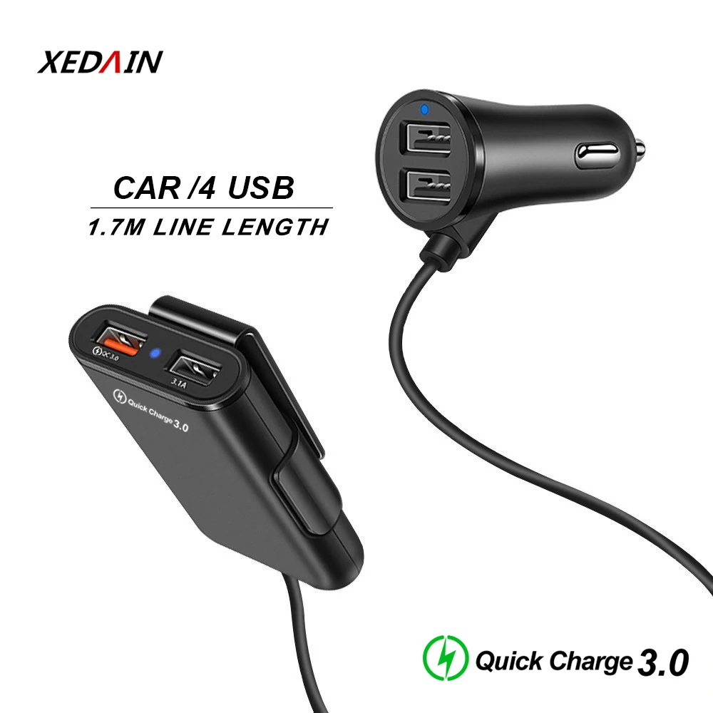 Автомобильное зарядное устройство USB с 4 портами QC3.0 + 2.4A 3.1A Универсальный быстрый