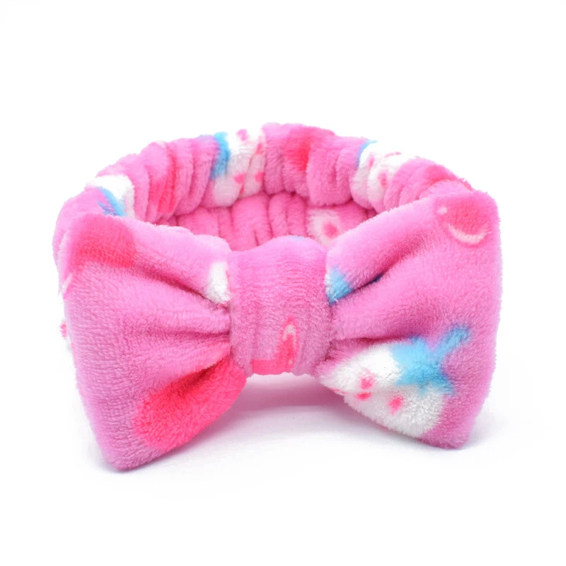 Winter Elastic Coral Fleece Hairband Bowknot Headband For Spa Bath Shower Makeup Face Wash Cosmetic Headband Hair Accessories star hair clips