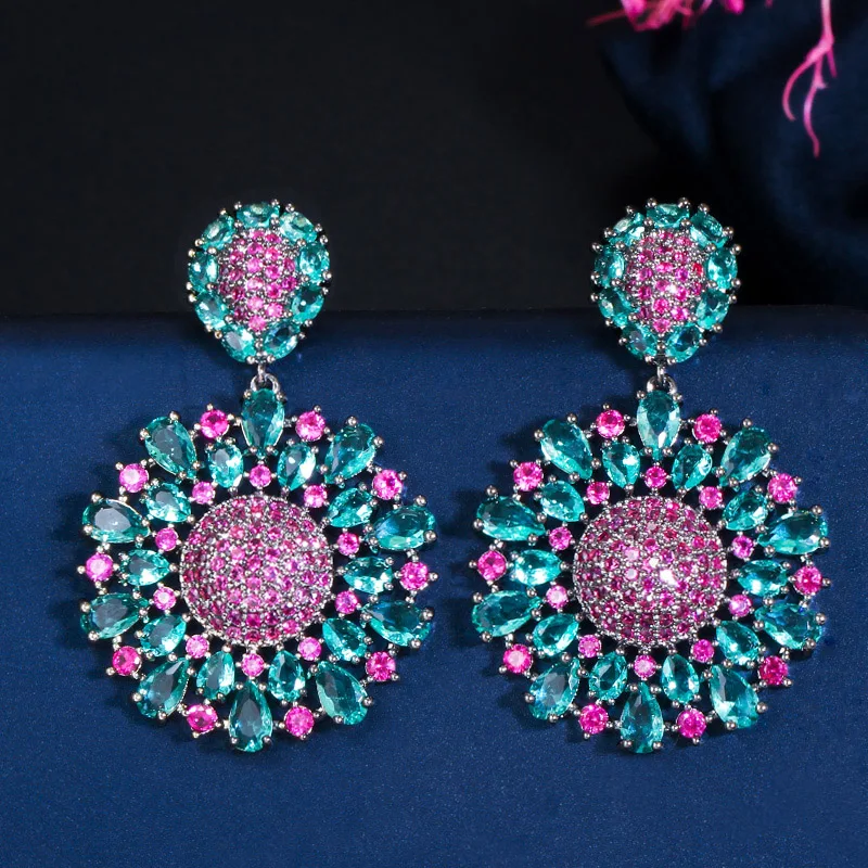 CWWZircons Wunderschöne South Amerikanischen Licht Blau CZ Kristall Lange Baumeln Ohrringe für Frauen 2020 Elegante Sommer Party Schmuck CZ700 – Detail 4