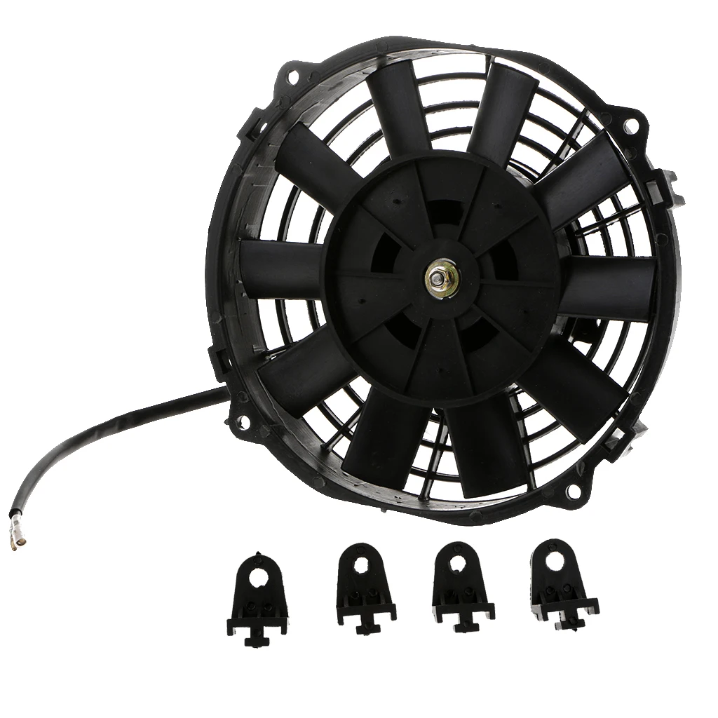 Universal High Performance 12V Slim Electric Cooling Radiator Fan with Fan Mounting Kit(8 Inch, Black