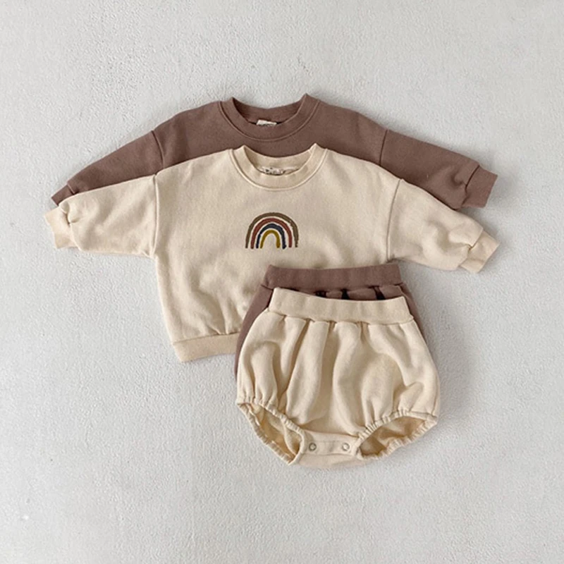 Baby Boys Girls Rainbow Clothing Set Kids Casual Long Sleeve Rainbow