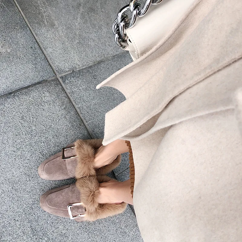 

2019 Spring New Style plus Velvet Warm Low-top Shoes Korean-style Casual Thick Flat Heel Flat Slip-on Moccosins Women's