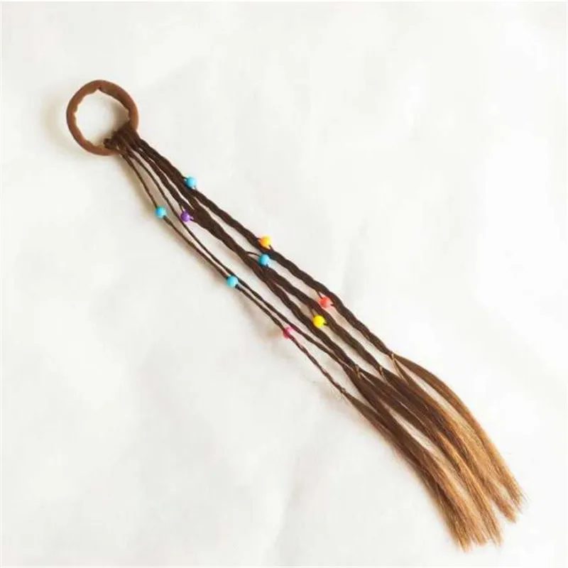 bead light coffee 1 шт., Детский парик, косы, многоцветные мини-клипсы, Детские эластичные ленты для волос, милые аксессуары для волос, корейский стиль, веревка для волос - Цвет: bead light coffee