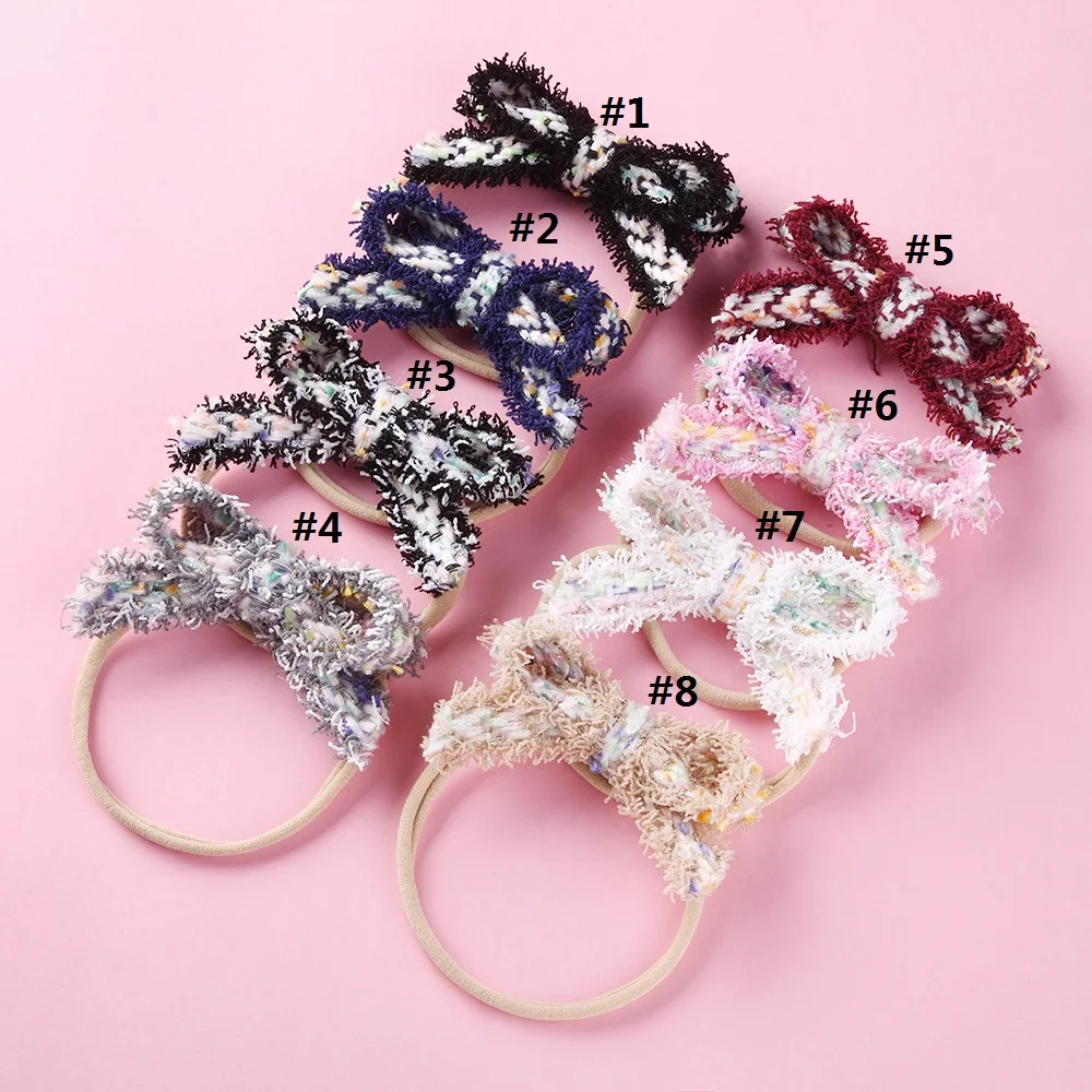 

8PCS/Lot knitted Bow Nylon Headband for Girls,Tassel Bowknot Hair Accessories ,Cute Headwear Hairbands Birthday Gifts