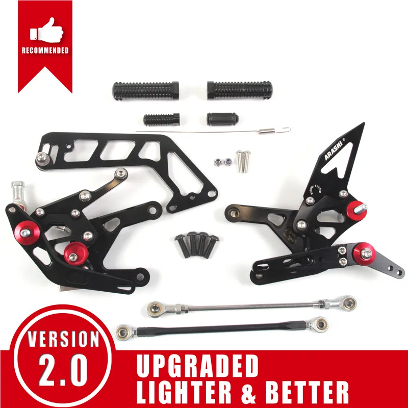 Arashi 1 комплект MT10 CNC регулируемая подножка задние наборы Rearset подножка подставка для ног для YAMAHA MT10 - Цвет: Black