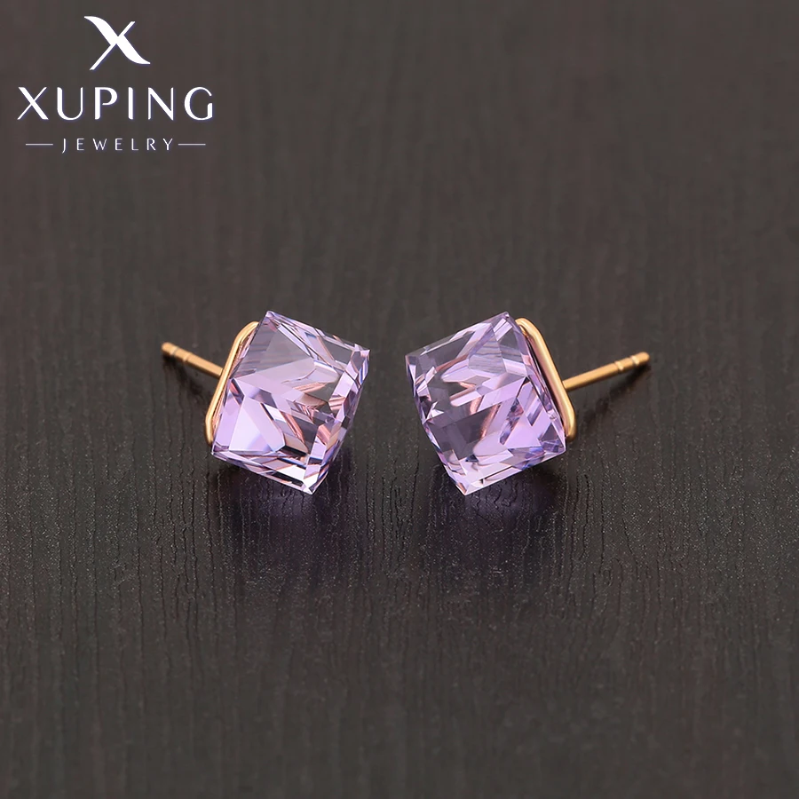 Xuping Schmuck Elegante Quadratische Gold Farbe Einfache Sommer Verkauf Charme Kristall Stud Ohrringe für Frauen Geschenk ZBE243 – Detail 10
