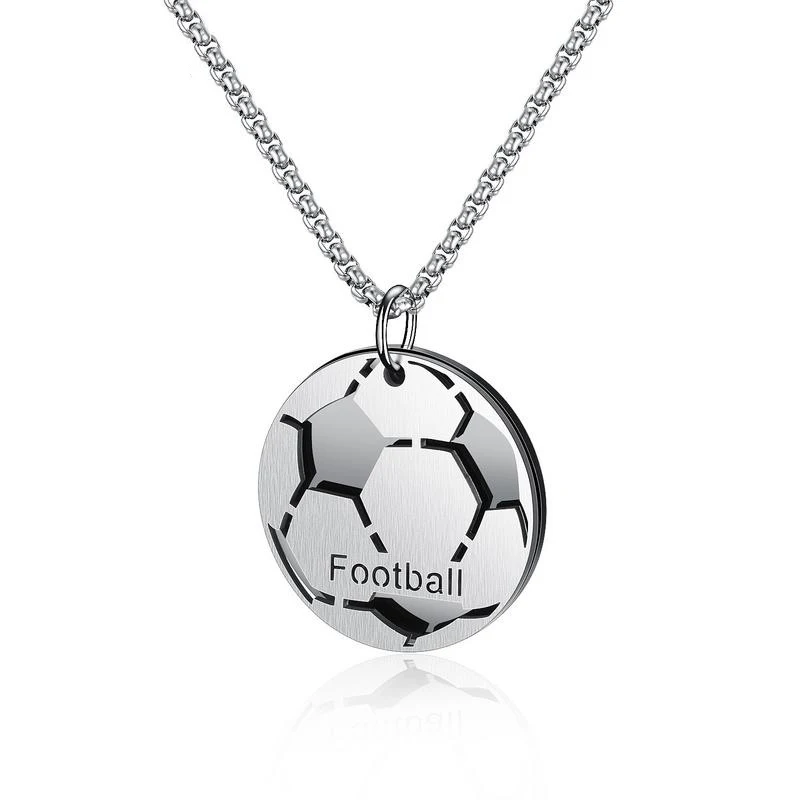 Fashionable Simple Titanium Steel Football Necklace For Men Hip Hop Rock Stainless Sports Pendant Punk Party Jewelry Gift | Украшения и