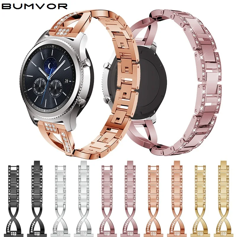

Rose Gold 22mm bracelet for Samsung Gear 46mm Women Band Rhinestone Strap For Samsung Galaxy Watch Active wristband Accessories