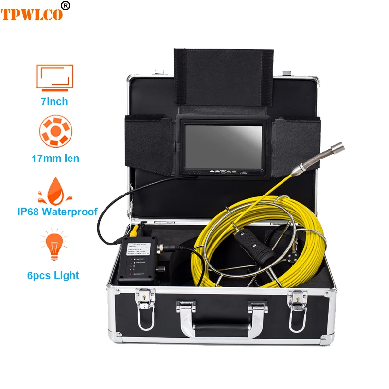 

17mm 1000TVL Waterproof Mini Video Camera 20m 7’’ Endoscope Drain Pipe Industrial Inspection System DVR Recorder With 8GB Card