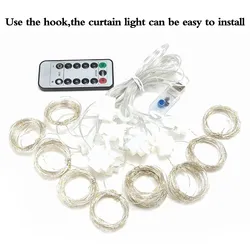 2022NEW USB/Battery LED Curtain Light Window Fairy Light 3x3M/3x2M/3x1M With 8 Blinking Modes Remote Control Copper Wire Lamp