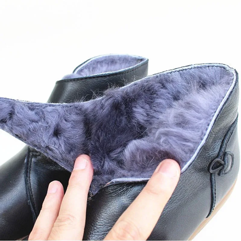 Women's Shoes Winter Boots non-slip Fleece Woman Ankle Boots Genuine Leather Platform Snowshoes Female Footwear