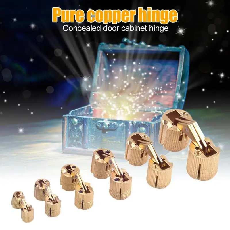 Copper Barrel Hinges Wide Scope of Application Cylindrical Cabinet Mount Concealed Invisible Brass Hinges Hardware Tools