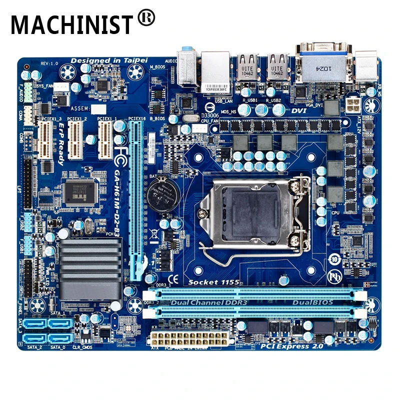 

For Gigabyte GA-H61M-D2-B3 Desktop motherboard MB Intel H61 LGA 1155 micro ATX DDR3 16GB SATA2.0 USB2.0 100% fully Tested