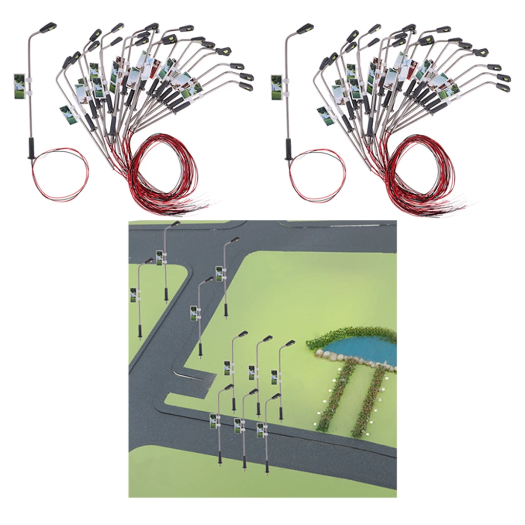 40pcs Model Mini Street Lights For HO OO Scale LED Garden Lights Decor 1/200
