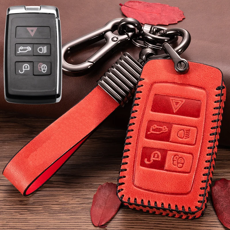 B Red 1 шт. 5 кнопок Кожаный Автомобильный Брелок чехол с брелком для Land Rover(пожалуйста, убедитесь, что ваш ключ такой же, как на картинке - Название цвета: B Red