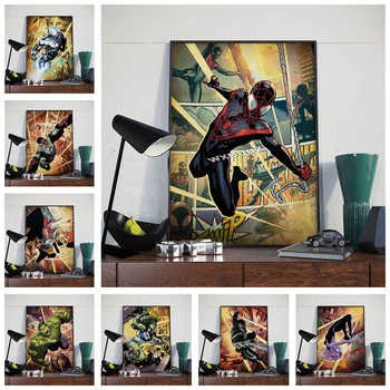 

Marvel Superhero Movie Comic Vintage Art Avengers Nursery Kids Room Painting HD quality Home Decor posters canvas painting K773