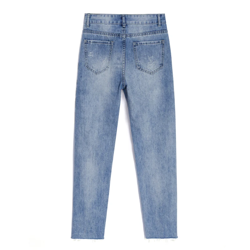 Ripped Jeans For Women Loose Harem Pants Fashion Hole Boyfriend Jeans Ladies Casual Ankle Length Washes Denim Trousers