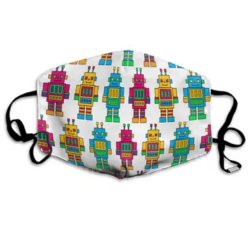 

CIGOCI Mouth Mask Earloop Mouth Mask Comfort Polyester Breathable Mask - Colorful Robot Pattern Adjustable Elastic Band
