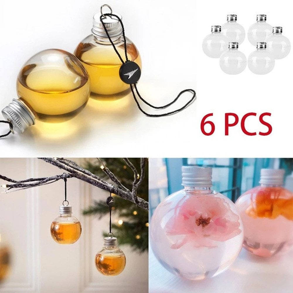 

1/6pcs Creative Bulb ball Water Bottle Booze Filled Christmas Tree Ornaments Water Bottle Milk Juice Bulbs Cup Xmas Decor Living