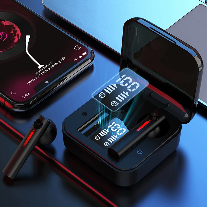 New T13 Smart Wireless Bluetooth Earphones Bass Noise-Cancel TWS Headsets LCD Power Display with Touch In-Ear Earbuds