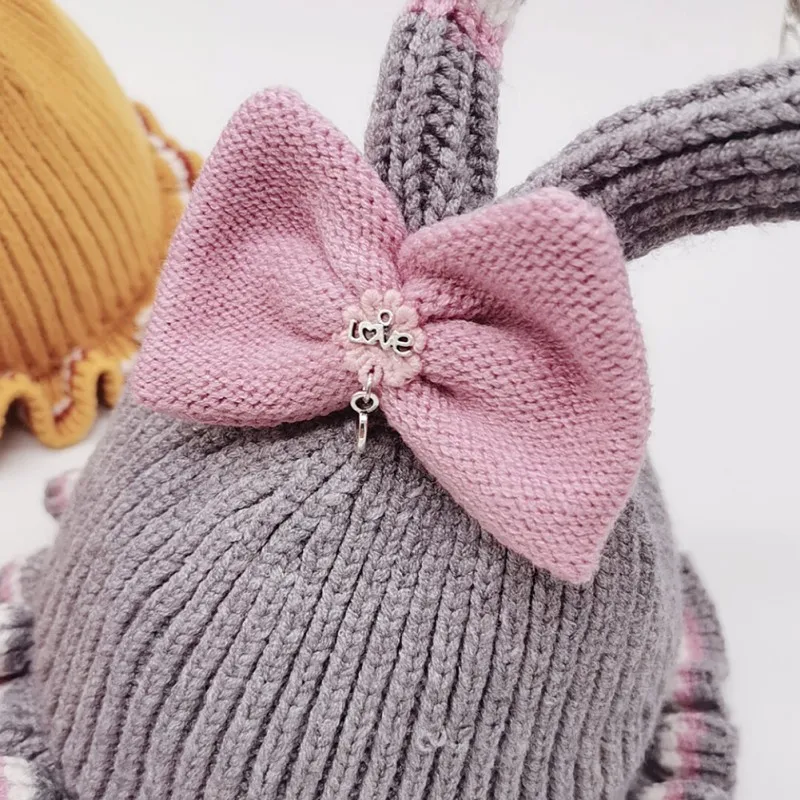 Новое поступление, осенние шапки в полоску с принтом и бантом для маленьких мальчиков и девочек ясельного возраста, Дизайнерские повседневные Шапки, головные уборы