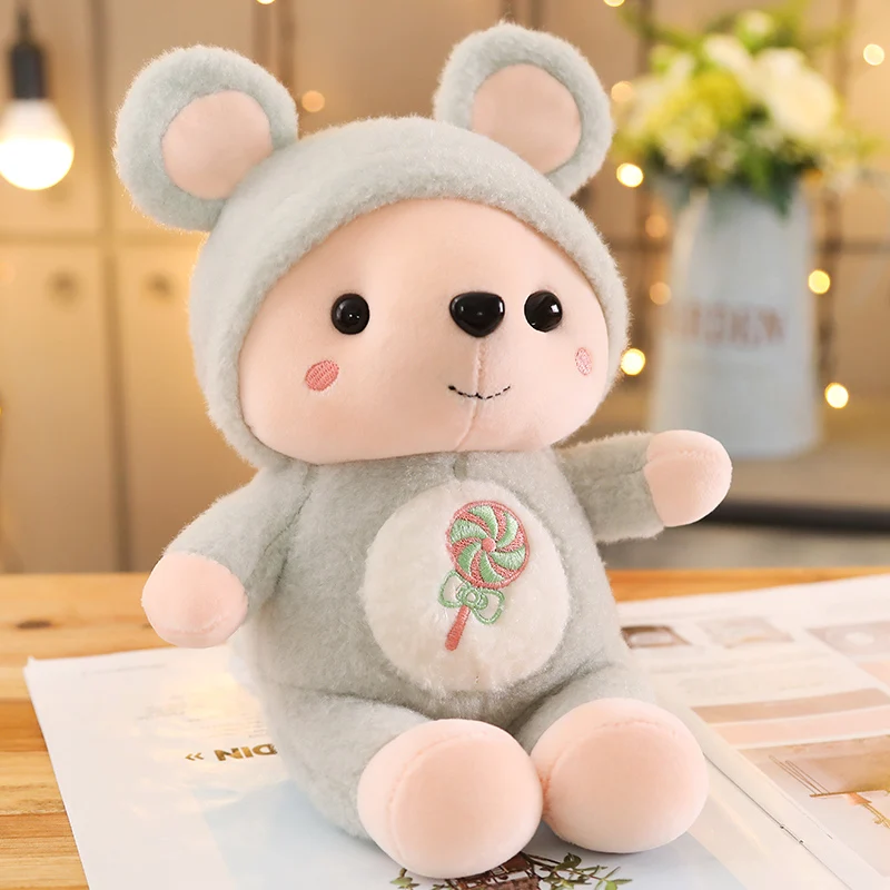 green mouse 30-55 см милые плюшевые игрушки с мышкой и кроликом, мягкие куклы Kawaii с животными для детей, подарок на день рождения для девочек - Цвет: green mouse