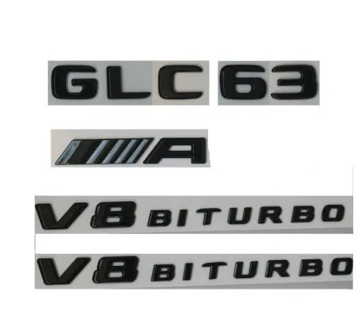 Блеск для губ и черными буквенными принтами и GLC63 Для AMG V8 BITURBO значки-эмблемы для Mercedes X253 - Цвет: Gloss Black