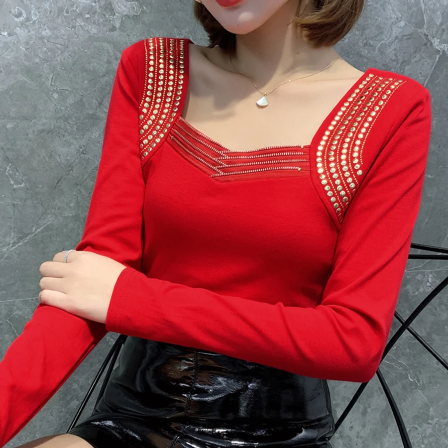 Poleras mujer de moda зимняя футболка на молнии Модная тонкая рубашка с длинным рукавом Женские Топы camiseta mujer футболка