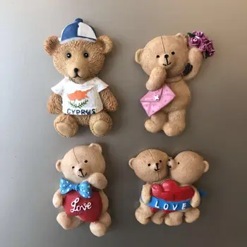 

refrigerator decoration Creative cute couple animal cartoon 3d resin refrigerator with magnet fridge magnet souvenir