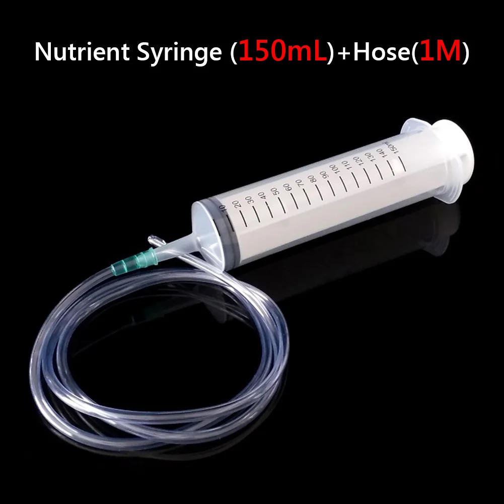 

Hydroponics Feeding Health Syringe 150ml Big Large With 100cm Clear Tube Kit Set Measuring Nutrient Sterile Plastic Reusable