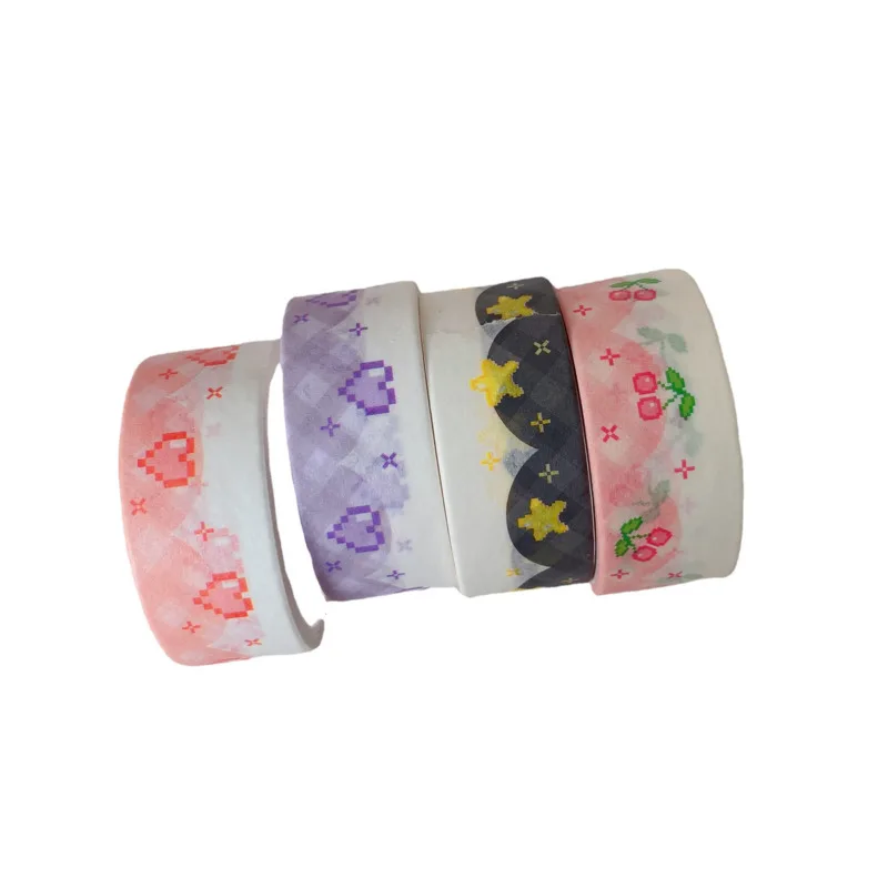 1Pc Color Pixel Love Cherry Decoration Tape Cute Colorful Washi Masking Tape Creative Scrapbooking Stationary School Supplie