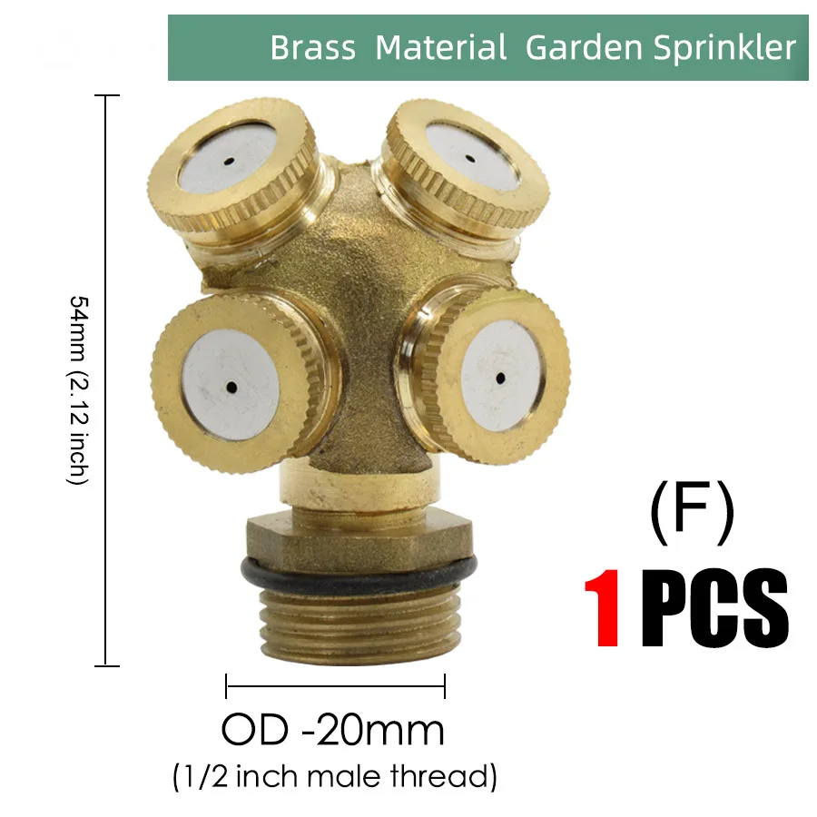 Brass Nozzle Garden Mist Sprinkler Copper Misting Cooling System Irrigation 1/2" Thread 2/3/4 Arm Sprayer Fog Watering Tool