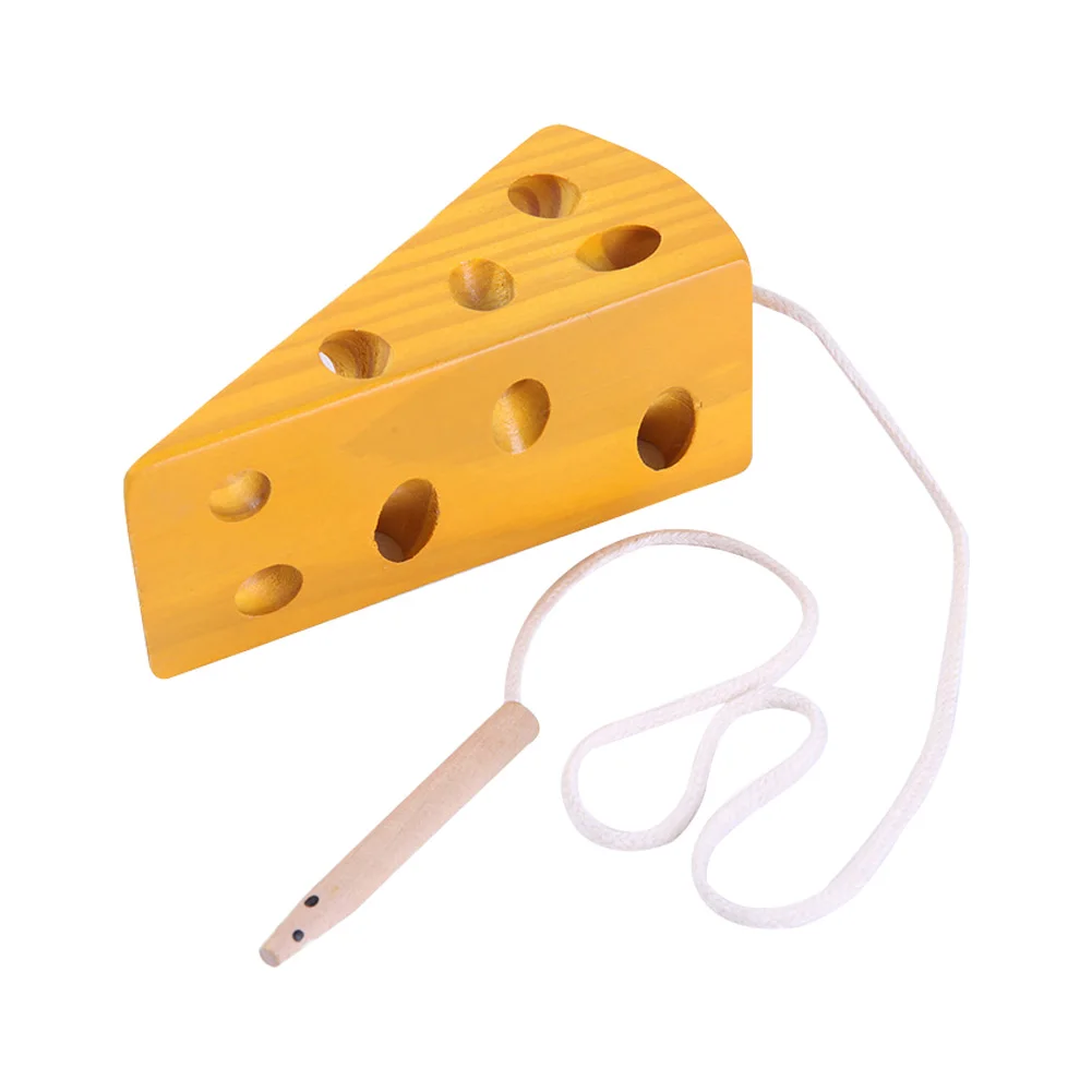 Best  Wooden Education Baby Mouse Thread Cheese Plaything Early Learning Education Toys Teaching Montesso