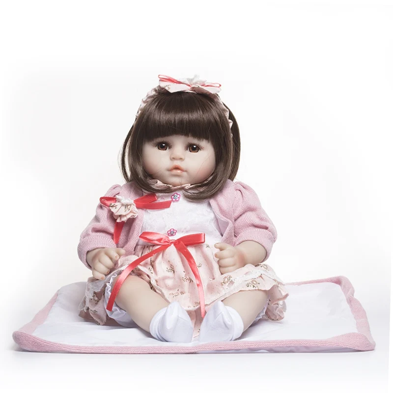 

JULY'S SONG 48CM Reborn Baby Dolls Cotton Body Doll Baby Straight Curly Hair Realistic Reborn Toddler Doll Baby Birthday Gift
