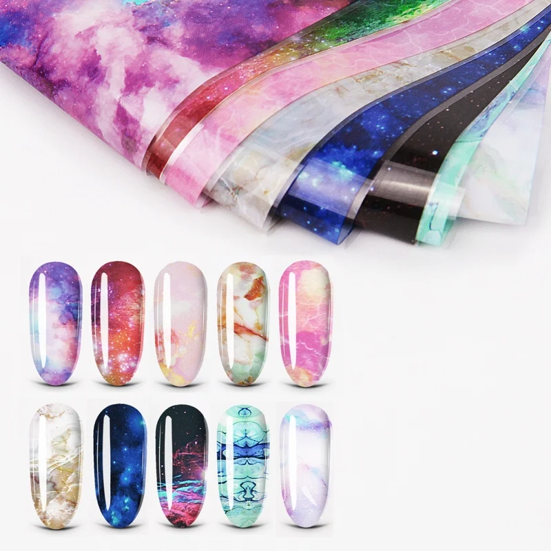 

10pcs Nail Art Stickers Decals Transfer Paper Rainbow Nail Foil Sticker Set Nails Design Decorations Tools Accessories