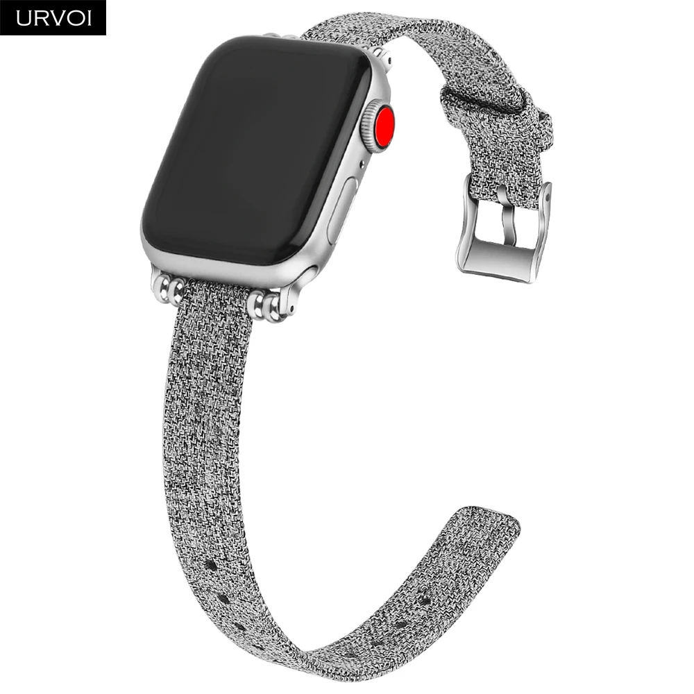 URVOI полотно холста для Apple Watch series 54 321 ремешок Ткань запястье для iwatch тонкий запястье современный дизайн подарок для девушек женщин