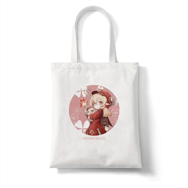 Canvas Bag Shopper Bag Genshin Game Kawaii Anime Shopping Bags Handbags Shoulder Bag Casual Handbag Women High Capacity Eco Bag B360K